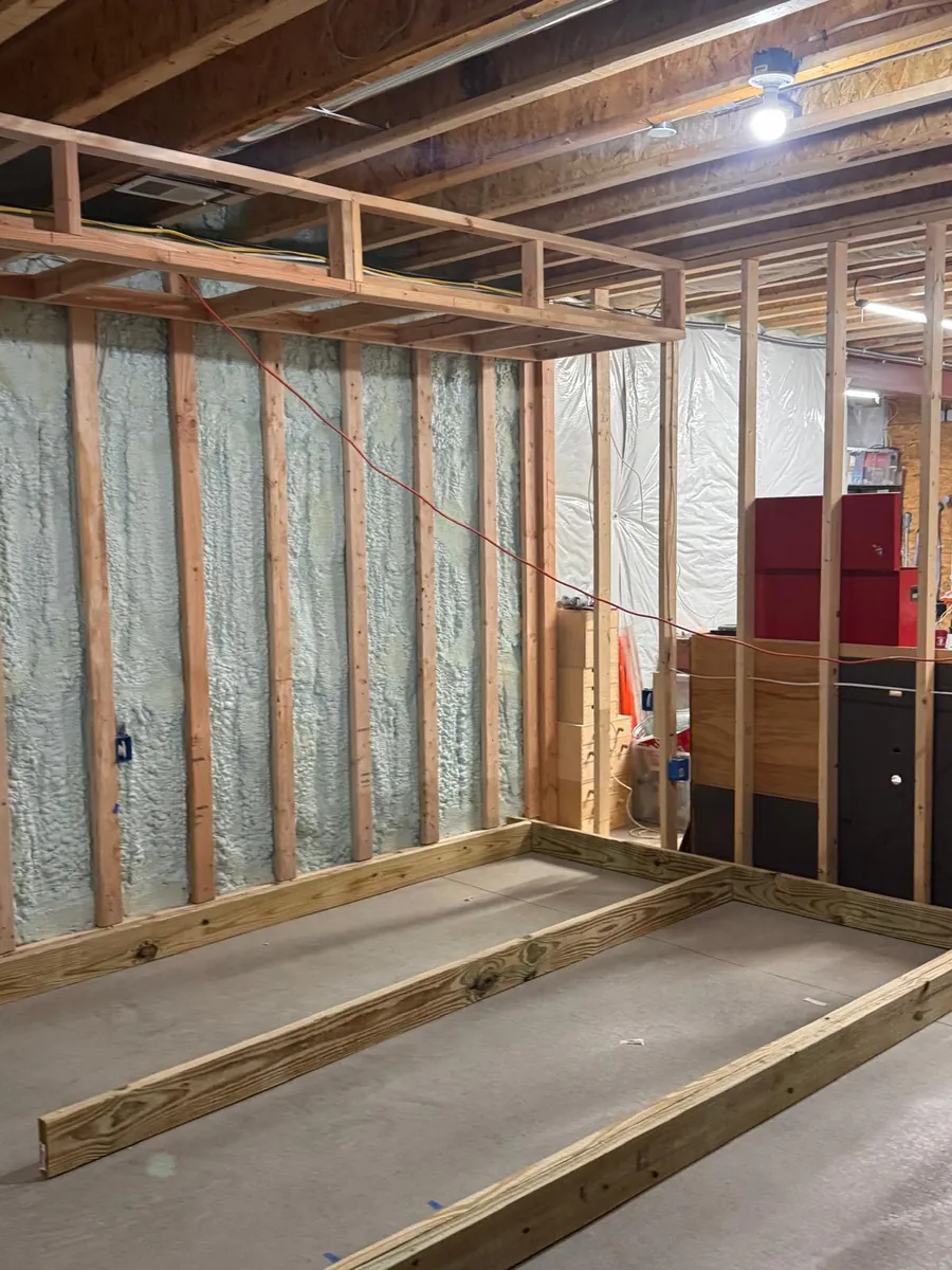 Basement partitions set out on the slab — AS Home Solutions MD, Maryland