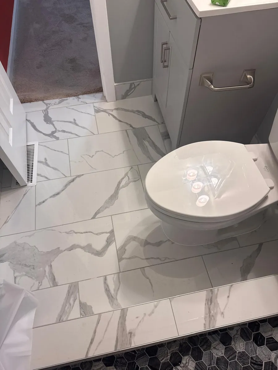 Bathroom floor tile and hex border — AS Home Solutions MD, Maryland