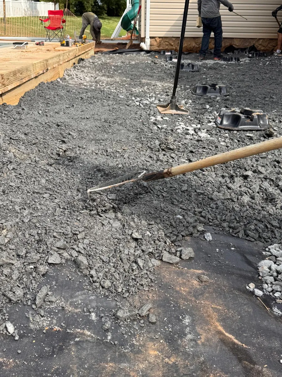 Crushed stone raked out and levelled by hand — AS Home Solutions MD, Maryland